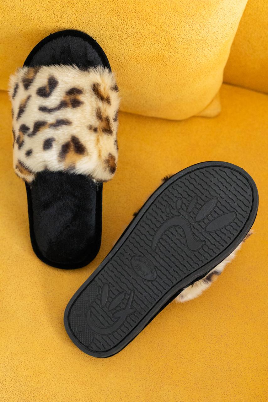 Женские домашние тапочки Halluci из меха «Классический леопард»