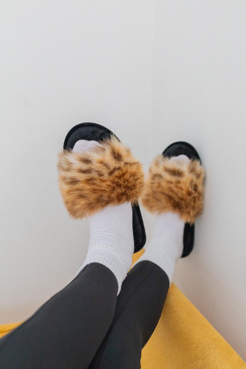 Женские домашние тапочки Halluci из меха «Рыжая лисичка»