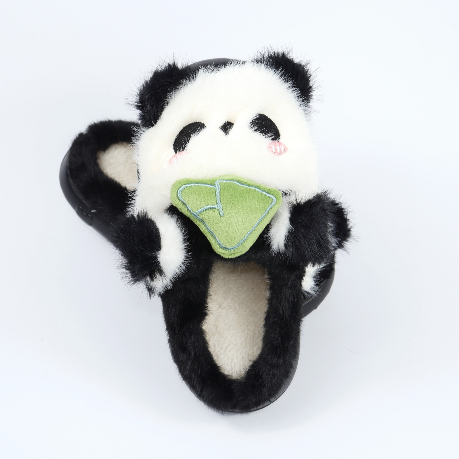 Дитячі кімнатні капці «Звірятка» з еко-хутра (Чорно-білі панда)