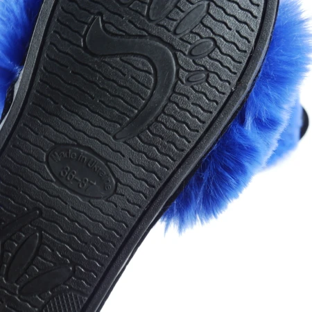 Жіночі домашні капці Halluci з еко-хутра синьо-чорні