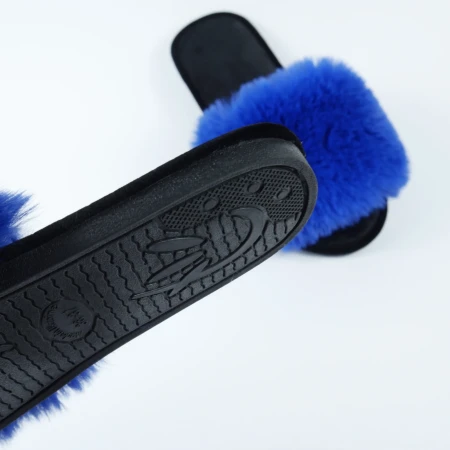 Жіночі домашні капці Halluci з еко-хутра синьо-чорні