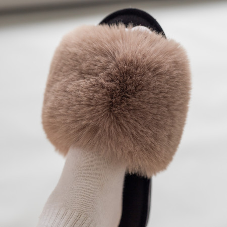 Жіночі домашні капці Halluci з еко-хутра колір Капучино