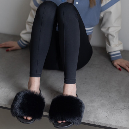 Жіночі тапочки для вулиці, чорні — на резиновій підошві