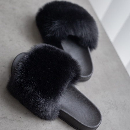 Жіночі тапочки для вулиці, чорні — на резиновій підошві