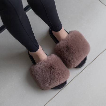 Жіночі тапочки для вулиці, коричневі — на резиновій підошві