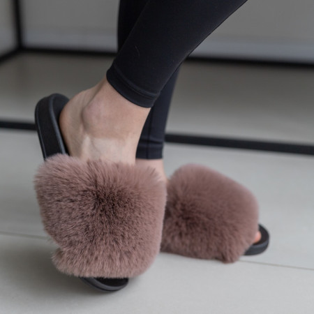 Жіночі тапочки для вулиці, коричневі — на резиновій підошві