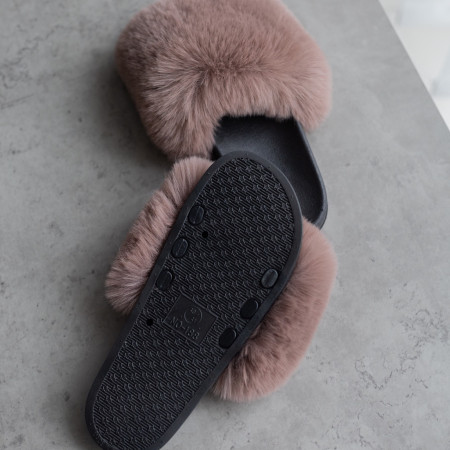 Жіночі тапочки для вулиці, коричневі — на резиновій підошві