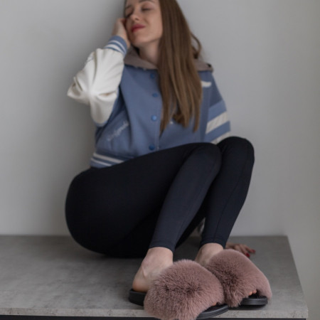 Жіночі тапочки для вулиці, коричневі — на резиновій підошві