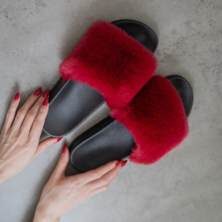 Жіночі літні тапочки Бордового кольору з гумовою підошвою