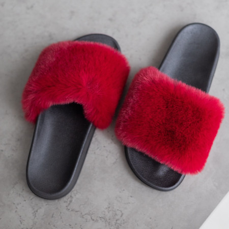 Жіночі літні тапочки Бордового кольору з гумовою підошвою