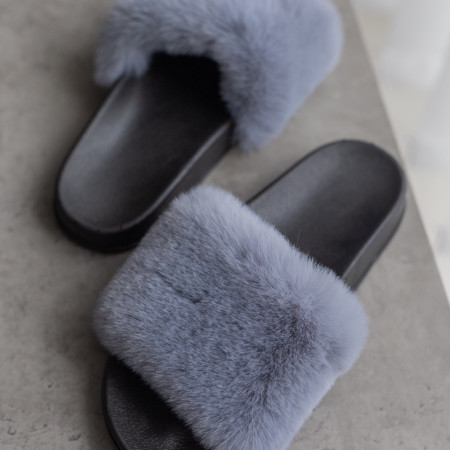 Жіночі тапочки для вулиці, сірі — на резиновій підошві