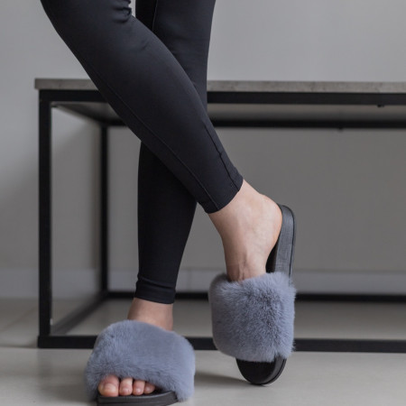 Жіночі тапочки для вулиці, сірі — на резиновій підошві