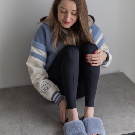 Жіночі тапочки для вулиці, сірі — на резиновій підошві