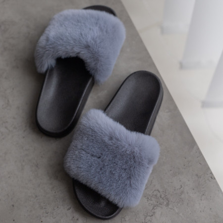 Жіночі тапочки для вулиці, сірі — на резиновій підошві
