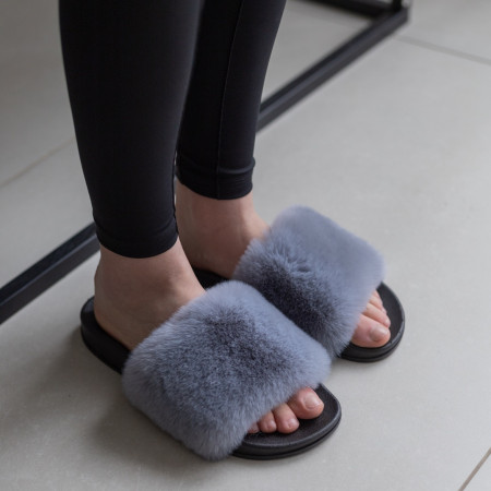 Жіночі тапочки для вулиці, сірі — на резиновій підошві