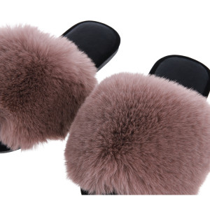 Жіночі домашні капці Halluci з хутра у коричнево-чорному кольорі