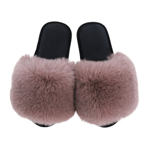 Жіночі домашні капці Halluci з хутра у коричнево-чорному кольорі