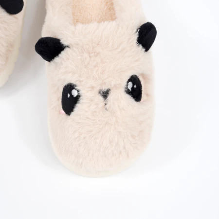 Дитячі тапки Panda з еко-хутра бежеві