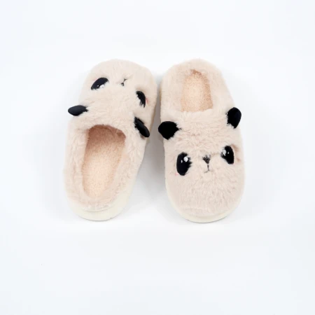 Дитячі тапки Panda з еко-хутра бежеві