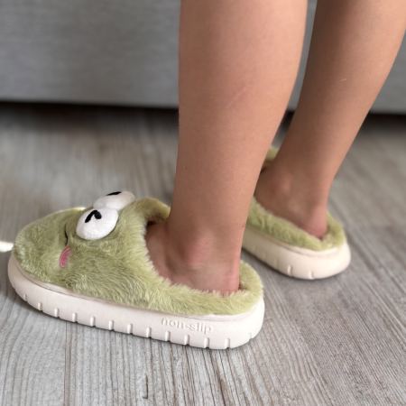 Дитячі тапки Frog з еко-хутра зелені