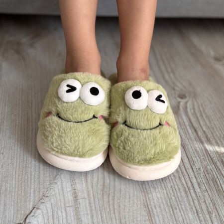 Дитячі тапки Frog з еко-хутра зелені