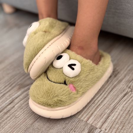 Дитячі тапки Frog з еко-хутра зелені
