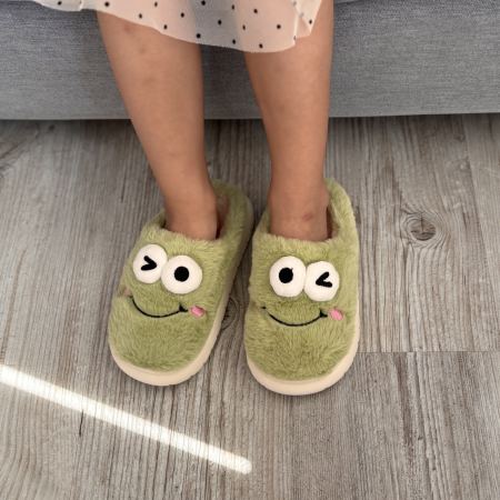 Дитячі тапки Frog з еко-хутра зелені