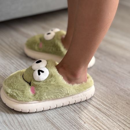 Дитячі тапки Frog з еко-хутра зелені