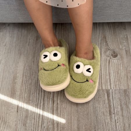 Дитячі тапки Frog з еко-хутра зелені