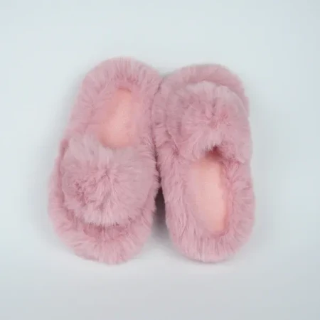 Трендові дитячі тапки Luxury з еко-хутра рожеві