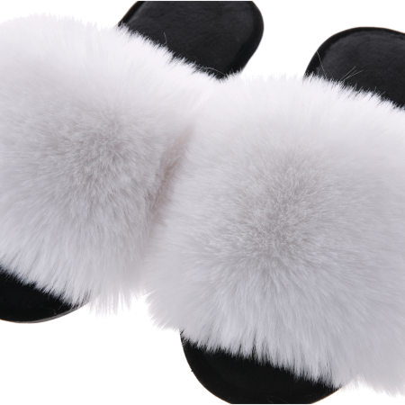 Жіночі домашні капці Halluci з хутра у біло-чорному кольорі