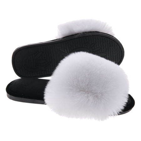 Жіночі домашні капці Halluci з хутра у біло-чорному кольорі
