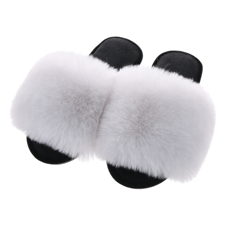 Жіночі домашні капці Halluci з хутра у біло-чорному кольорі
