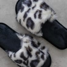 Жіночі домашні капці Halluci з хутра Білосніжний леопард