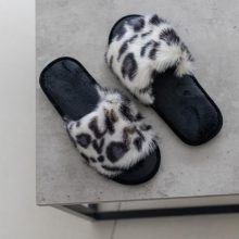 Жіночі домашні капці Halluci з хутра Білосніжний леопард