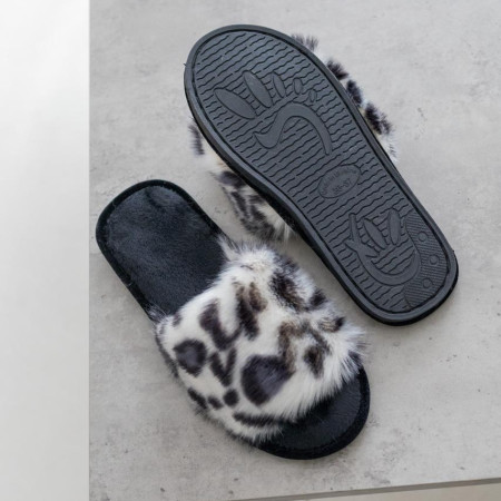 Жіночі домашні капці Halluci з хутра Білосніжний леопард