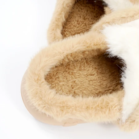 Детские комнатные тапочки «Зверята» из эко-меха (Светло-коричневый мишка)