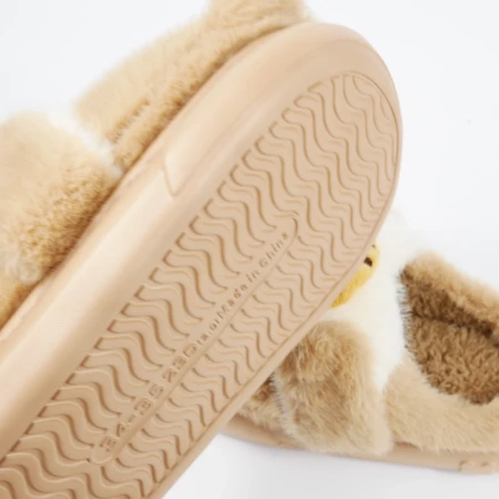 Детские комнатные тапочки «Зверята» из эко-меха (Светло-коричневый мишка)