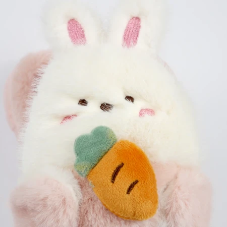 Детские комнатные тапочки «Зверята» из эко-меха (Розовый кролик)