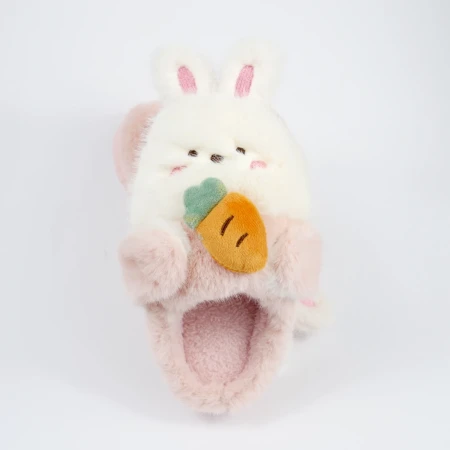 Детские комнатные тапочки «Зверята» из эко-меха (Розовый кролик)