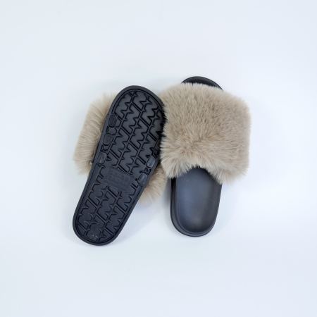 Жіночі тапочки для вулиці, капучино — на резиновій підошві