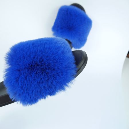 Женские тапочки для улицы, синий цвет — на резиновой подошве