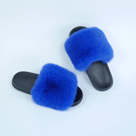 Женские тапочки для улицы, синий цвет — на резиновой подошве