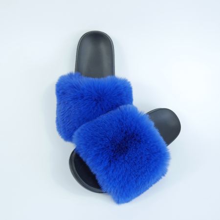 Женские тапочки для улицы, синий цвет — на резиновой подошве