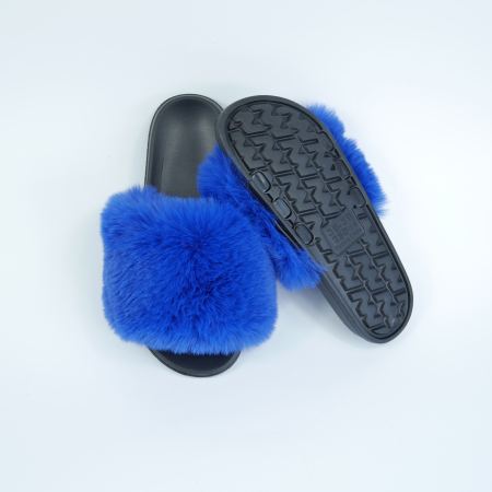 Женские тапочки для улицы, синий цвет — на резиновой подошве