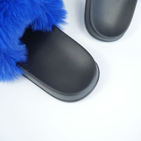 Женские тапочки для улицы, синий цвет — на резиновой подошве