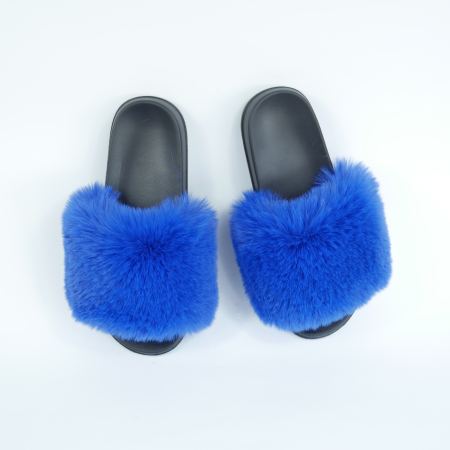 Женские тапочки для улицы, синий цвет — на резиновой подошве