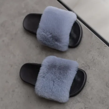 Женские уличные тапочки, серо-голубые, на резиновой подошве